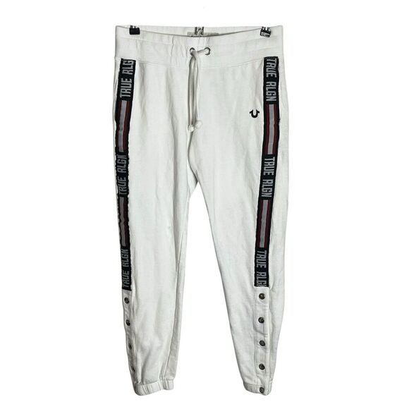 True Religion Pants - True Religion Spell Out Joggers Pants Women's XS Logo Pockets Tapered White
